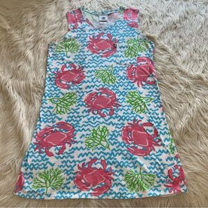 Simply Southern T Shirt Tank Dress Crab Coral Beach Cover Up Cotton Women’s S/M